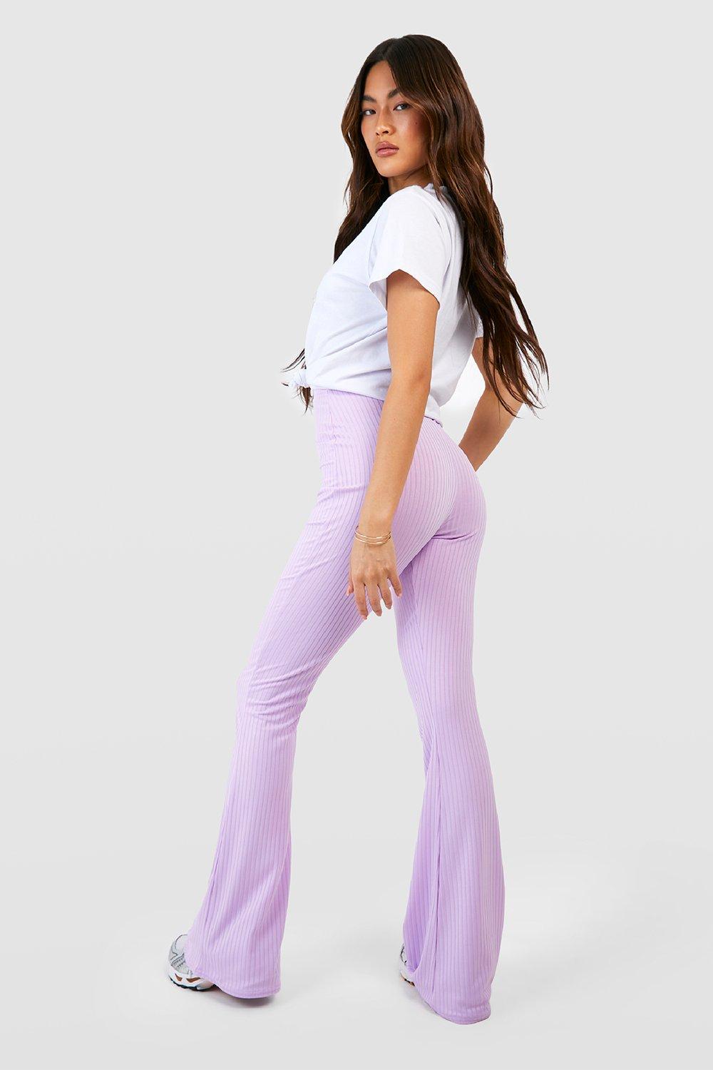 Soft Ribbed Flared Trousers