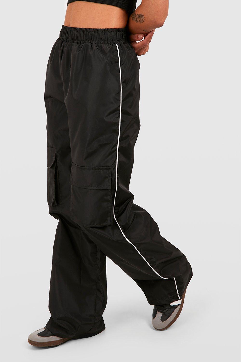 Wholesale Womens Straight Leg Cargo Pants With Bungee Cord Ties - Blac –  S&G Apparel