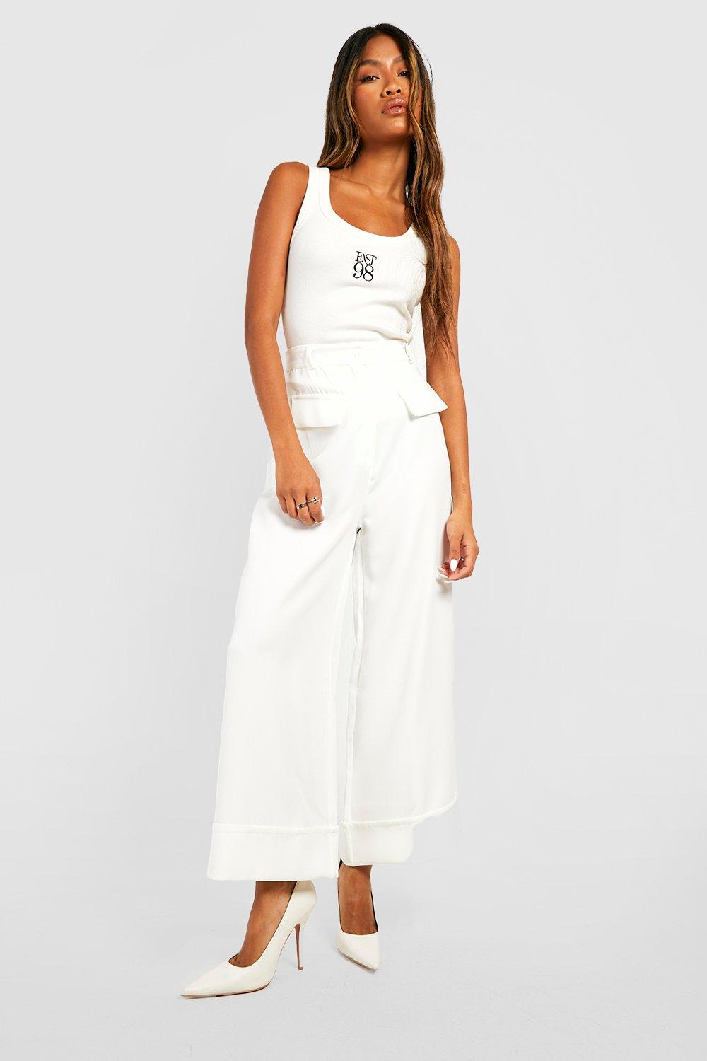 Tailored Cropped Wide Leg Trousers