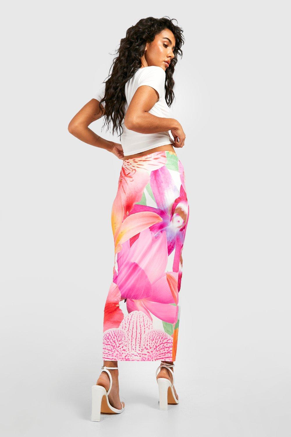 Floral midi skirt boohoo sale