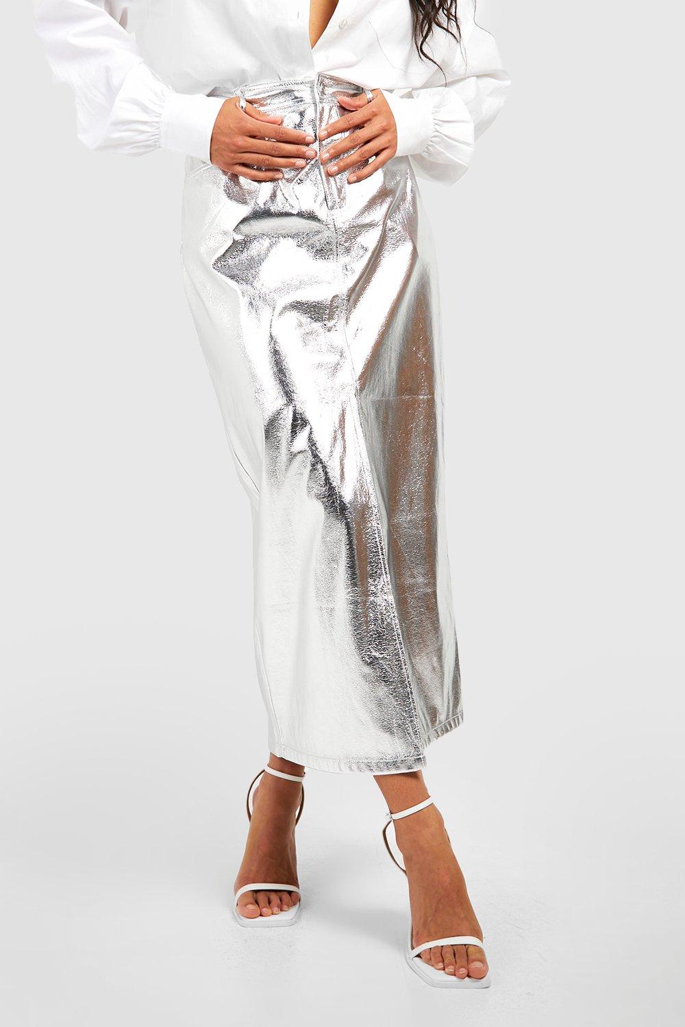 Metallic 2025 skirt boohoo