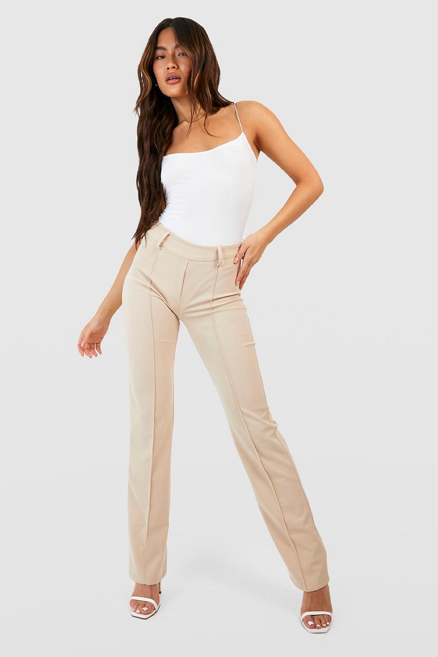 Taupe beige Mid Rise Tailored Slim Fit Pants
