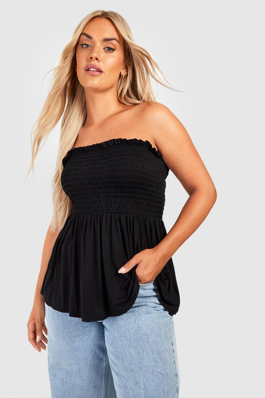 Women Comfort Fit Bandeau Smocked Strapless Babydoll Tube Top Shirt Blouse  Tank Cami -  Canada