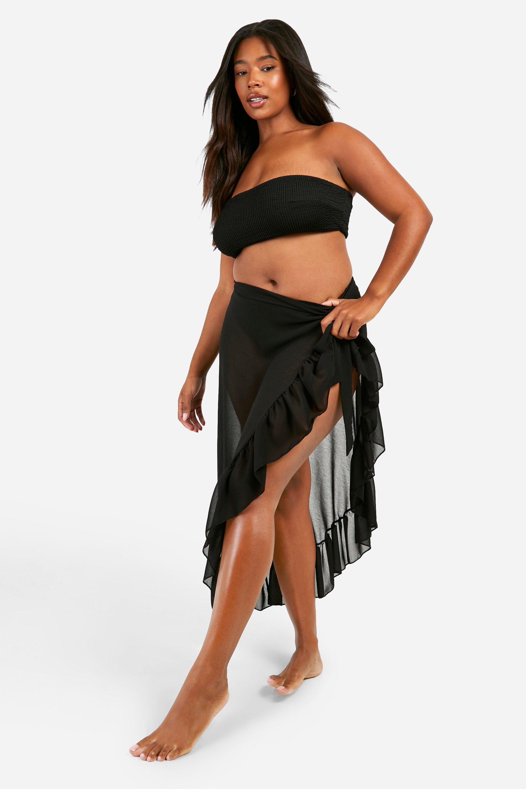 Plus Chiffon Beach Ruffle Sarong Skirt