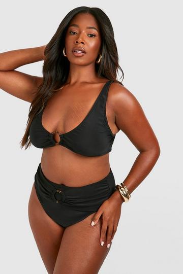 Plus Scoop O-ring Plunge Bikini Top black