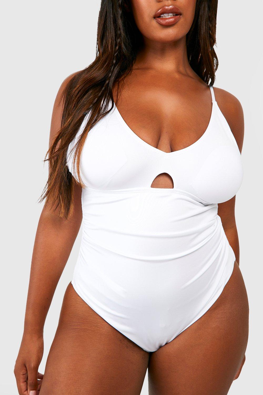 Plus size 2024 white swimsuit