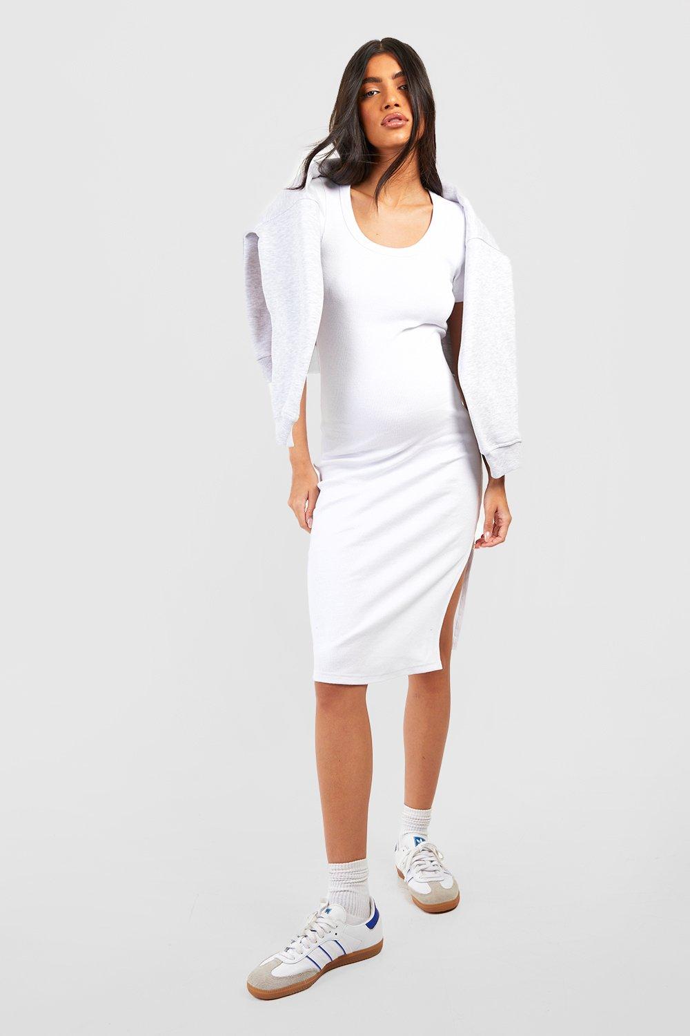 White maternity cheap t shirt dress