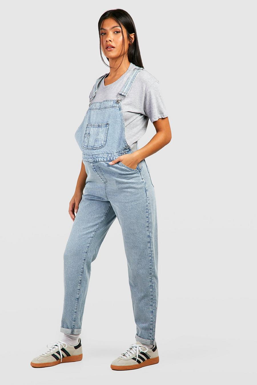 Maternity Light Blue Overalls image number 1