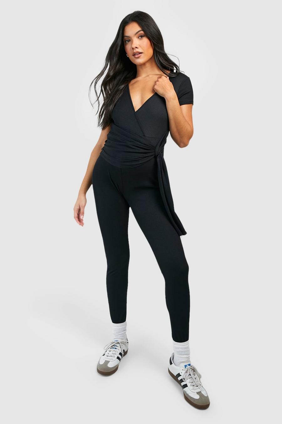 Black Mammakläder Kortärmad jumpsuit med omlott
