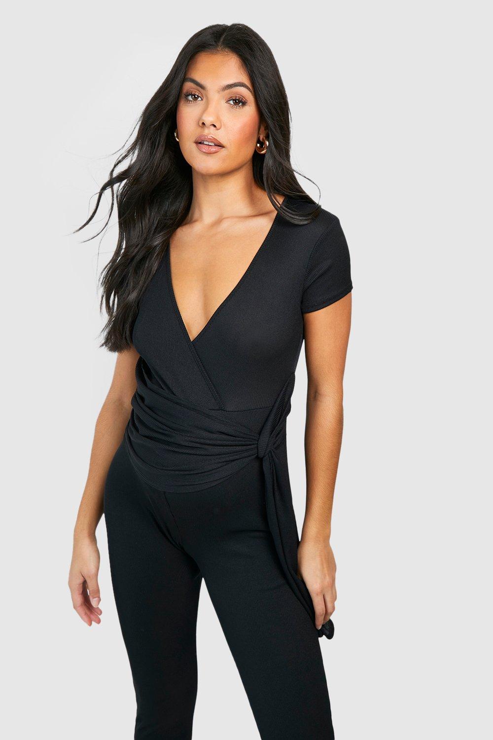 Short sleeve store wrap jumpsuit