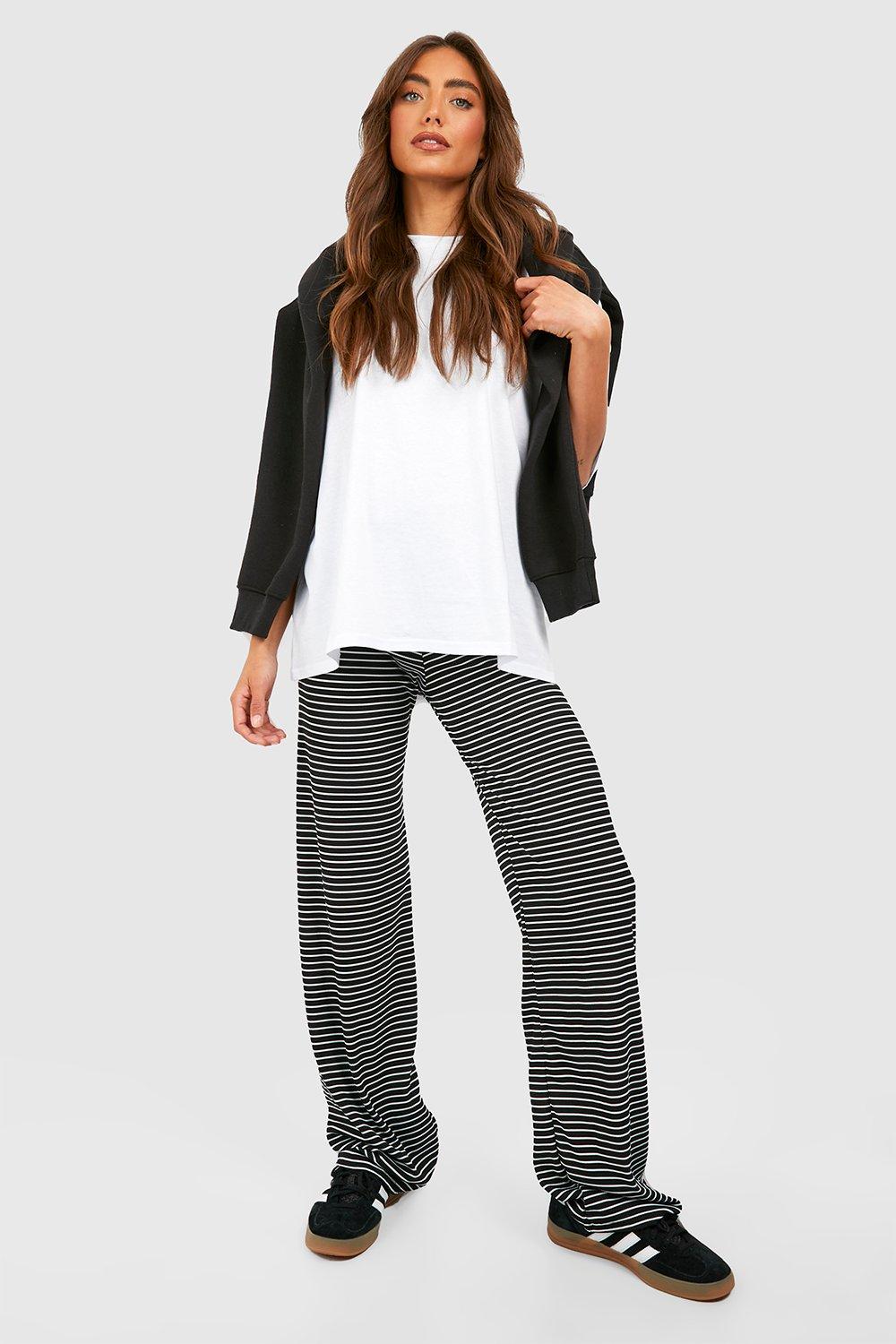 Women's Thick Stripe Ribbed Wide Leg Trousers