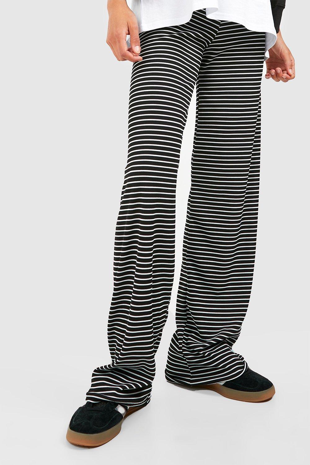 Women's Thick Stripe Ribbed Wide Leg Trousers