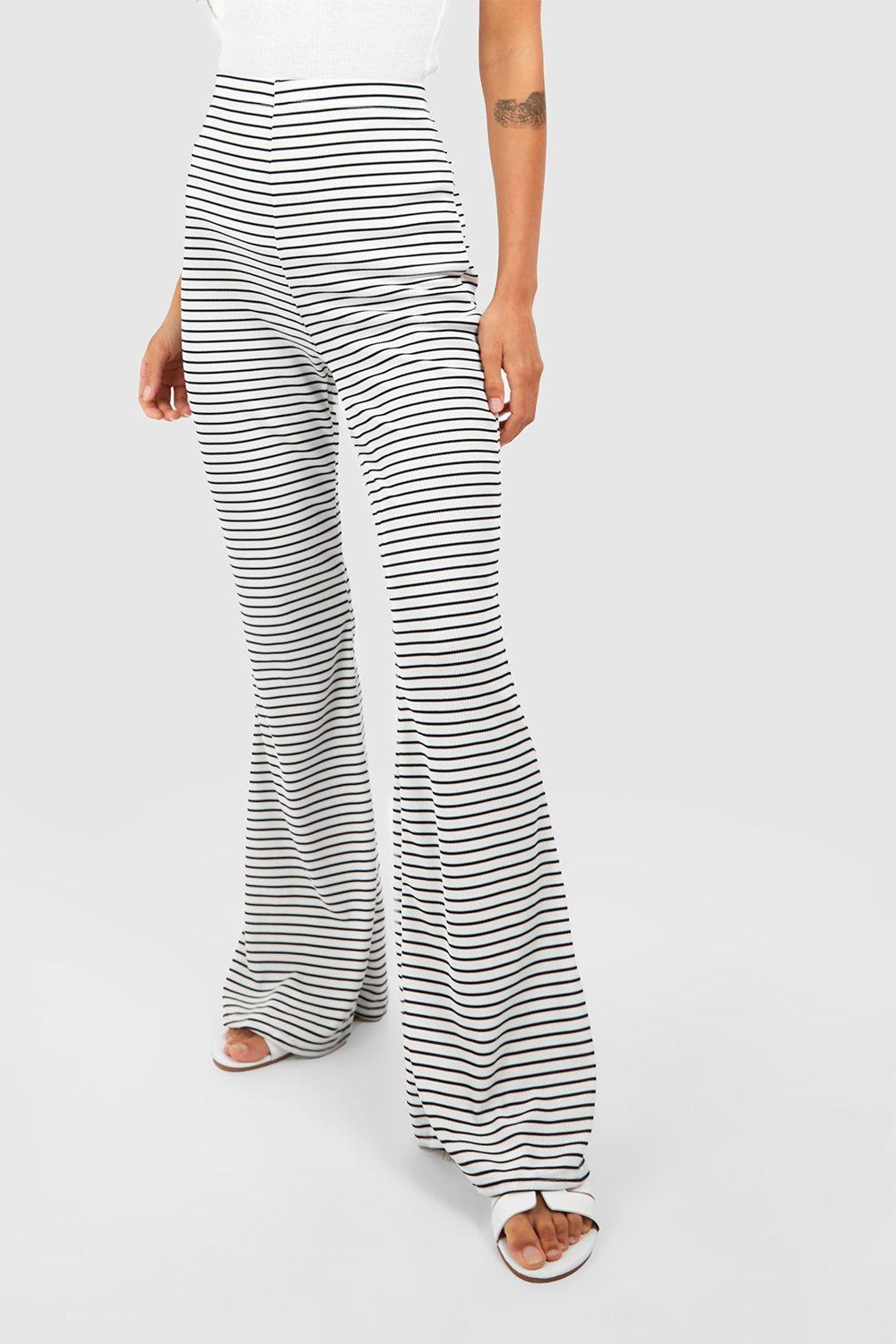 Ribbed Flared Pants - White - Ladies