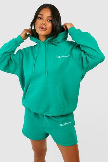 Dsgn Studio Text Print Slogan Hooded Short Tracksuit green