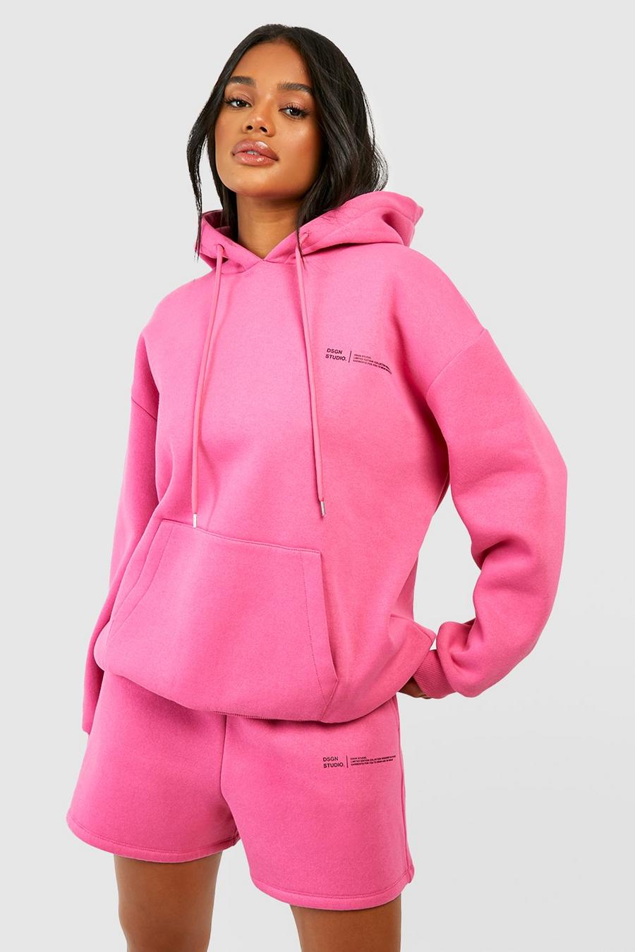 Pink Mjukisset med hoodie och shorts