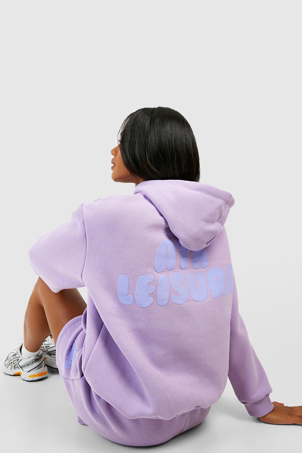 Athleisure Puff Print Slogan Hooded Tracksuit