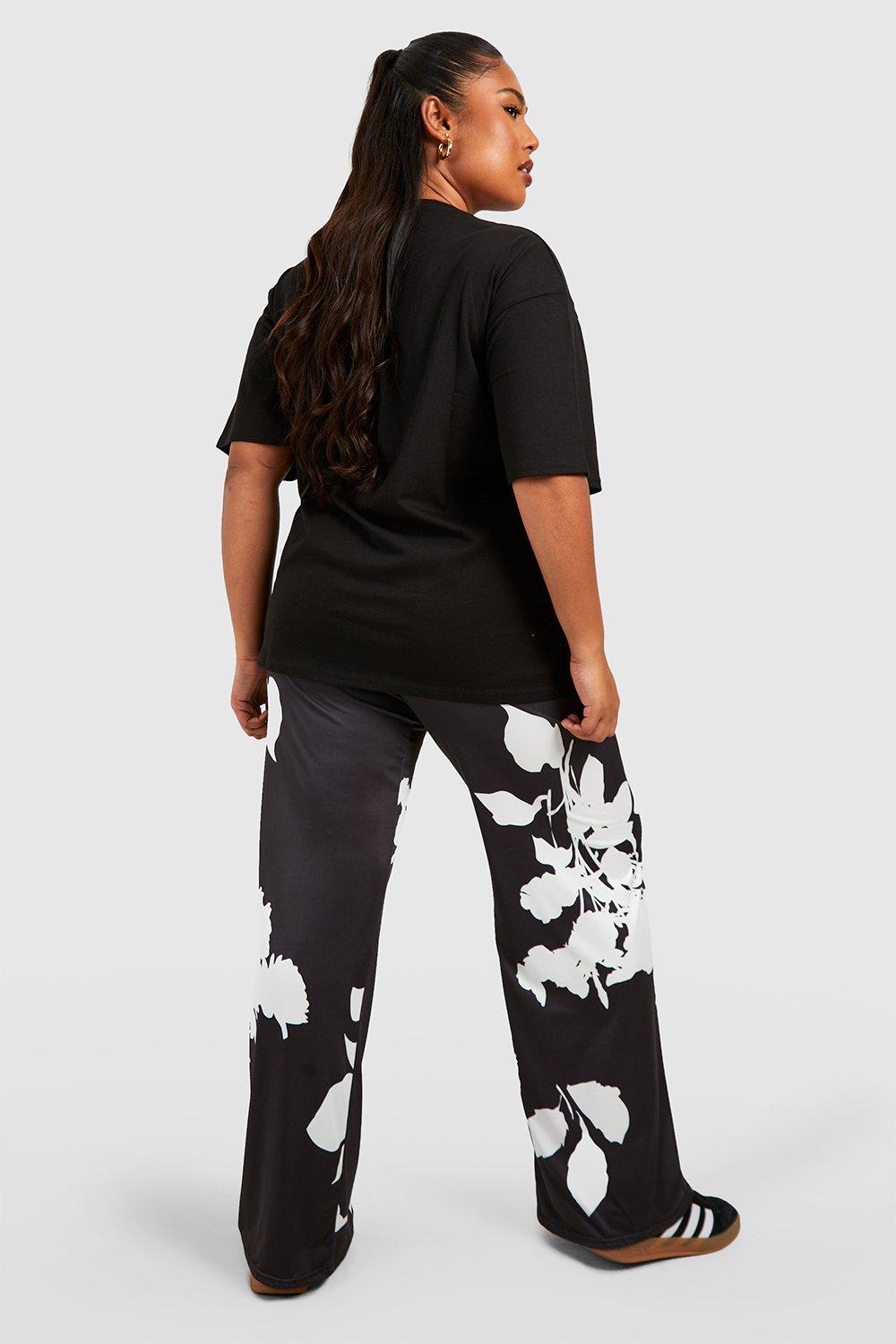 Shape Black Slinky Wide Leg Pants, Curve