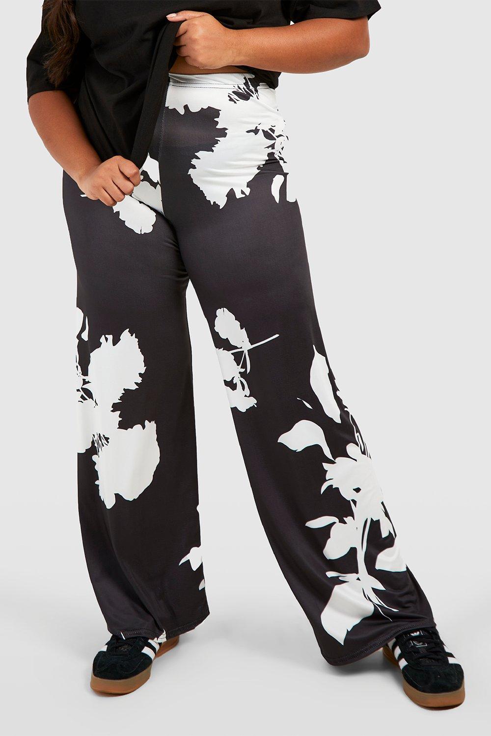 Shape Black Slinky Wide Leg Pants, Curve