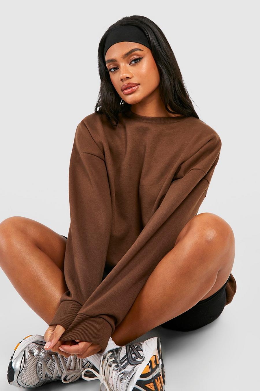 Chocolate marrone Oversized Sweater With Reel Cotton