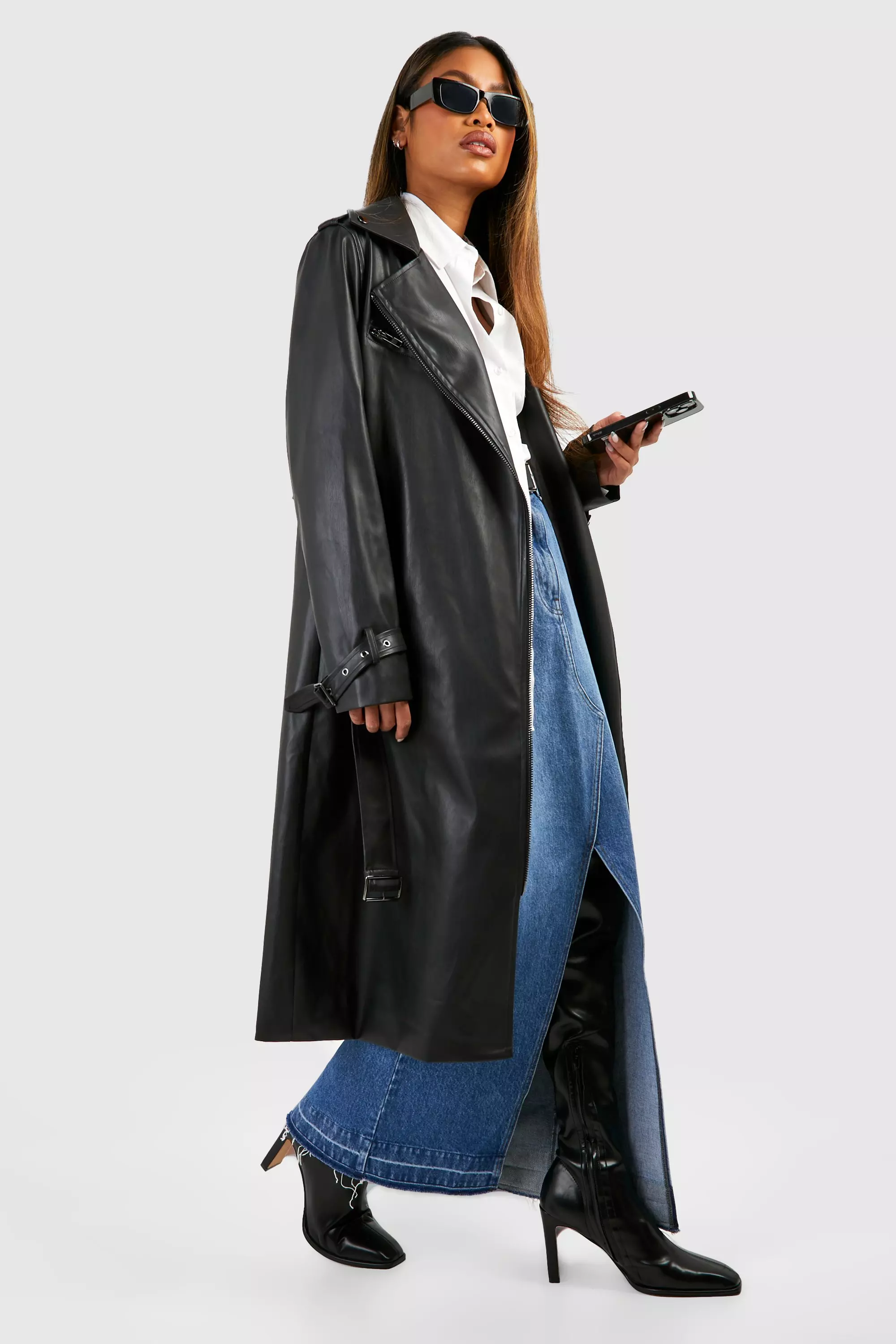 【Anyone more】Refit Long Leather Jacket Lato Leather Bomber Jacket – secondfemale.com