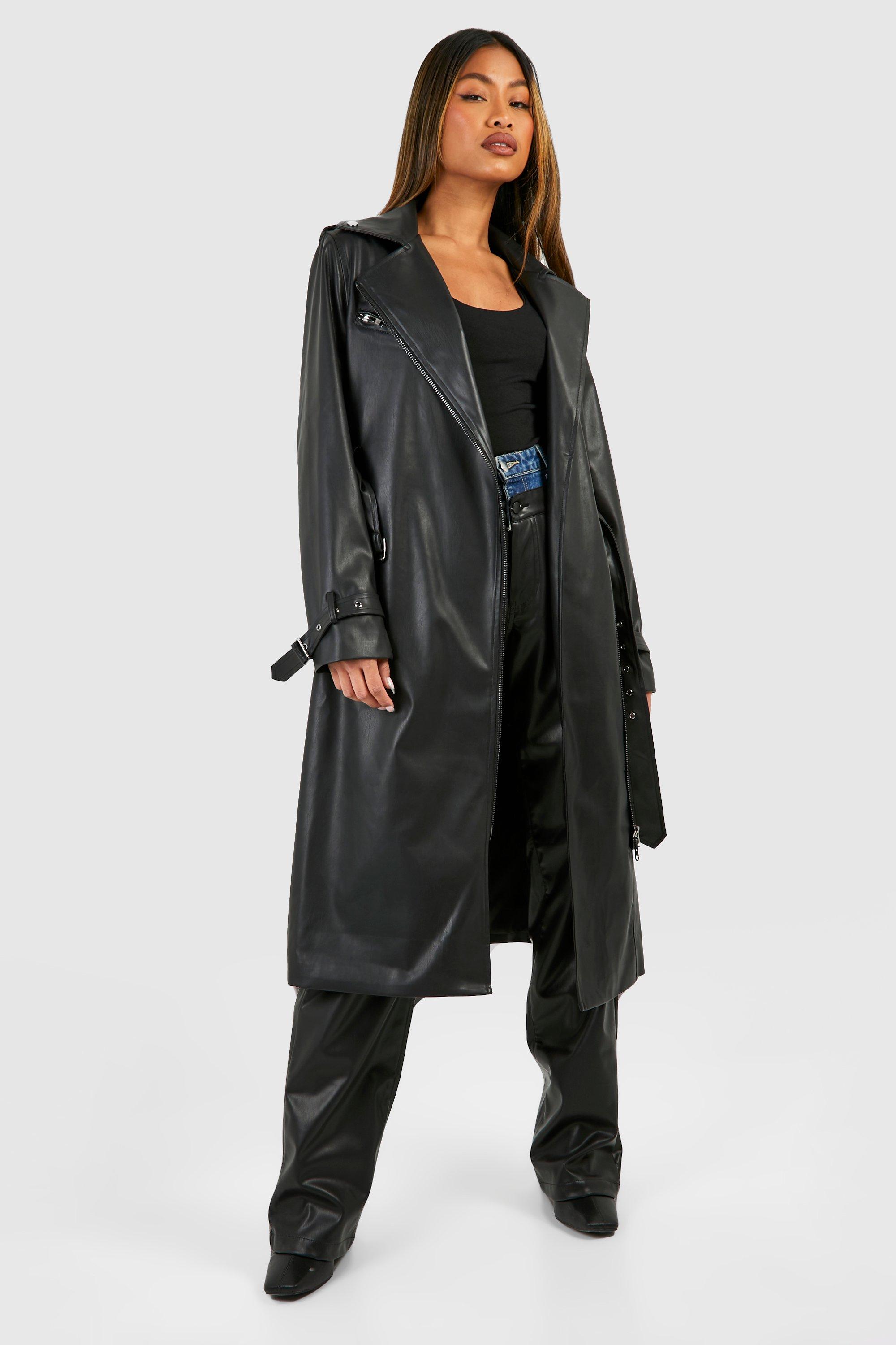 Biker Trenchcoat mit Gurtel boohoo DE