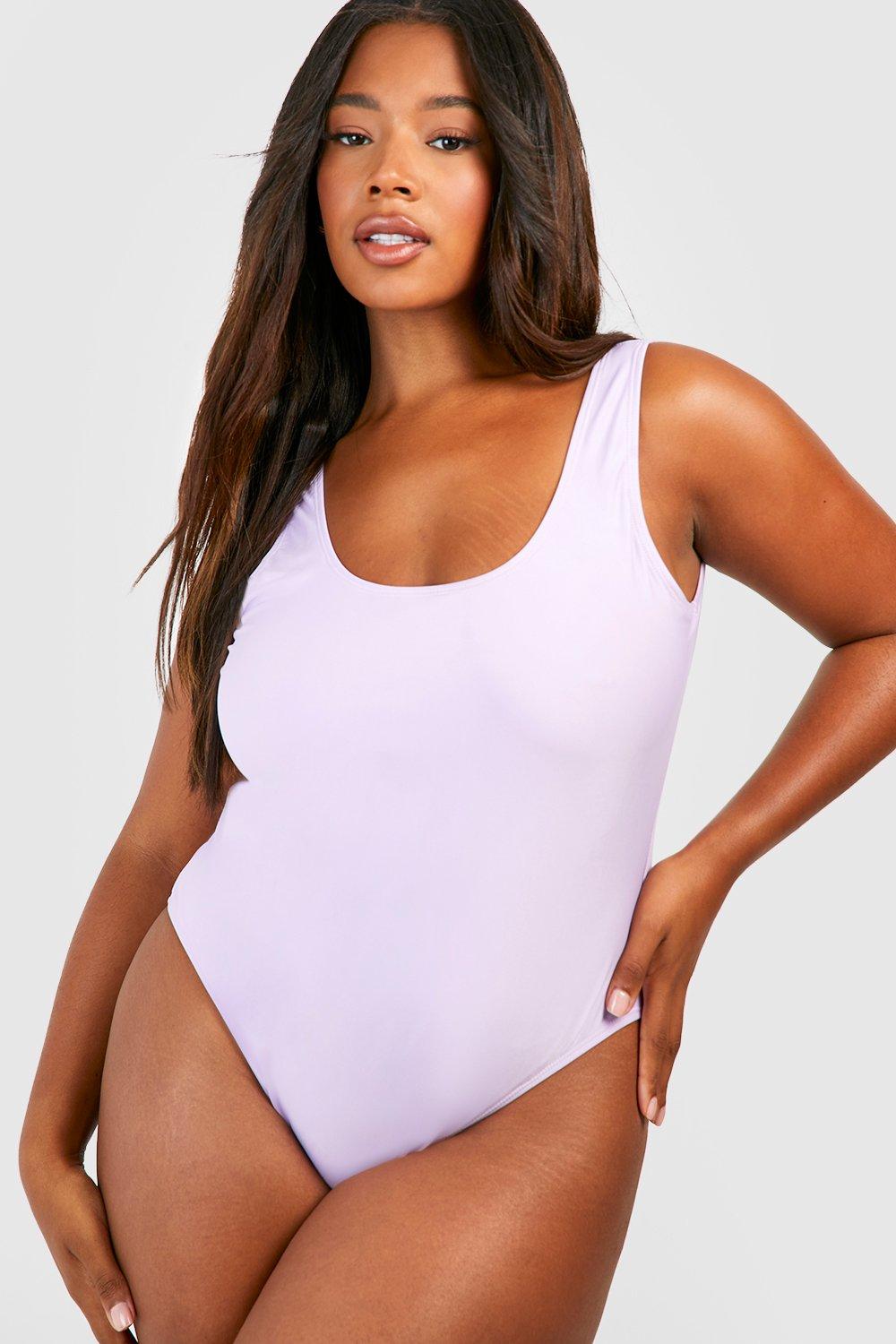 White Basic Low Scoop Swimsuit