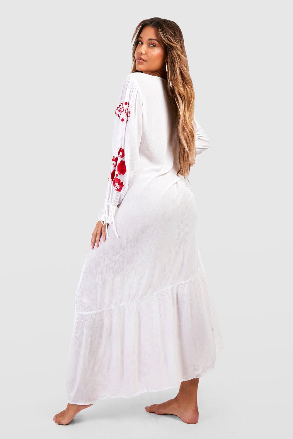 Boohoo embroidered 2024 maxi dress