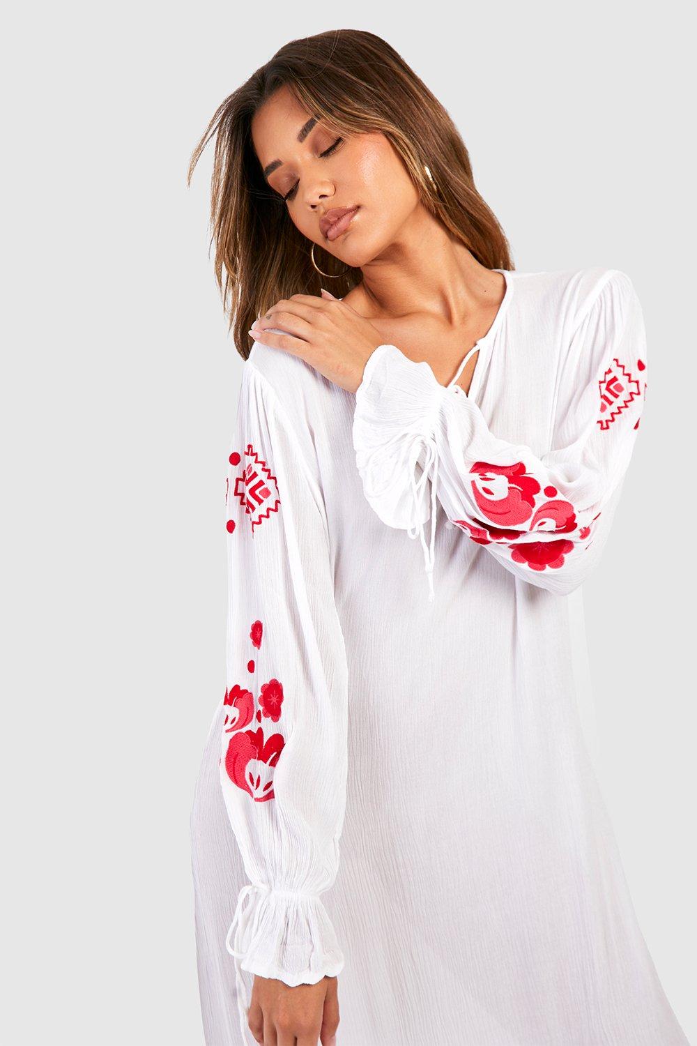 Women's white 2024 embroidered dress