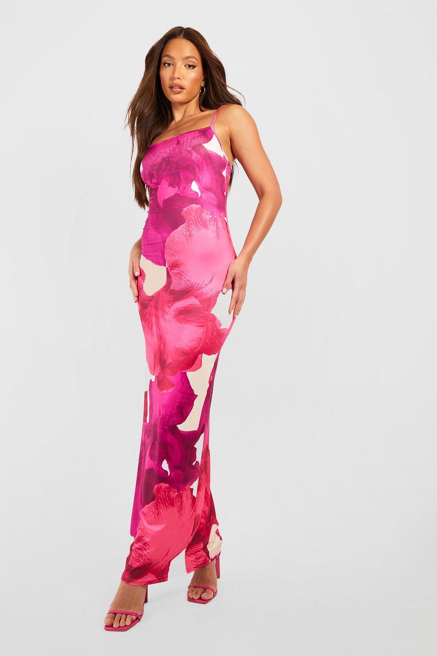 Blush Tall Large Floral Strappy Maxi Dress image number 1
