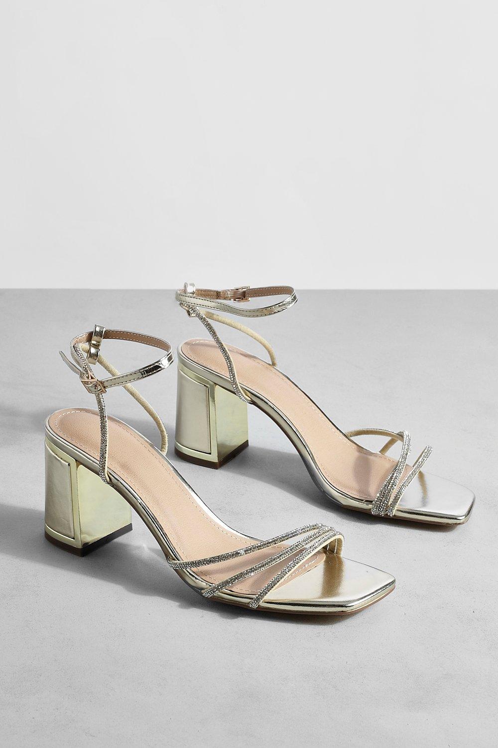 Metallic mid clearance heel sandals