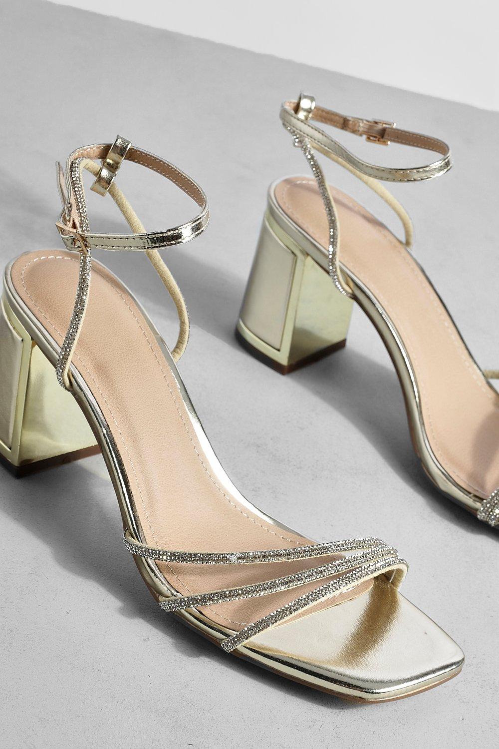 Metallic low heel sandals sale