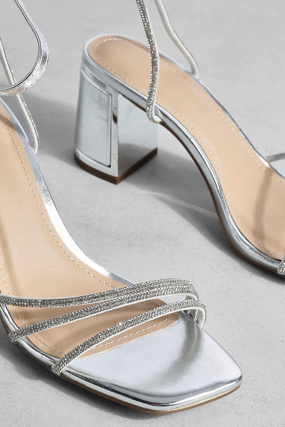 Silver strappy sandals low on sale heel