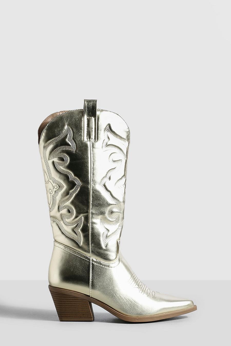 Gold Metallic Western Cowboy Boots