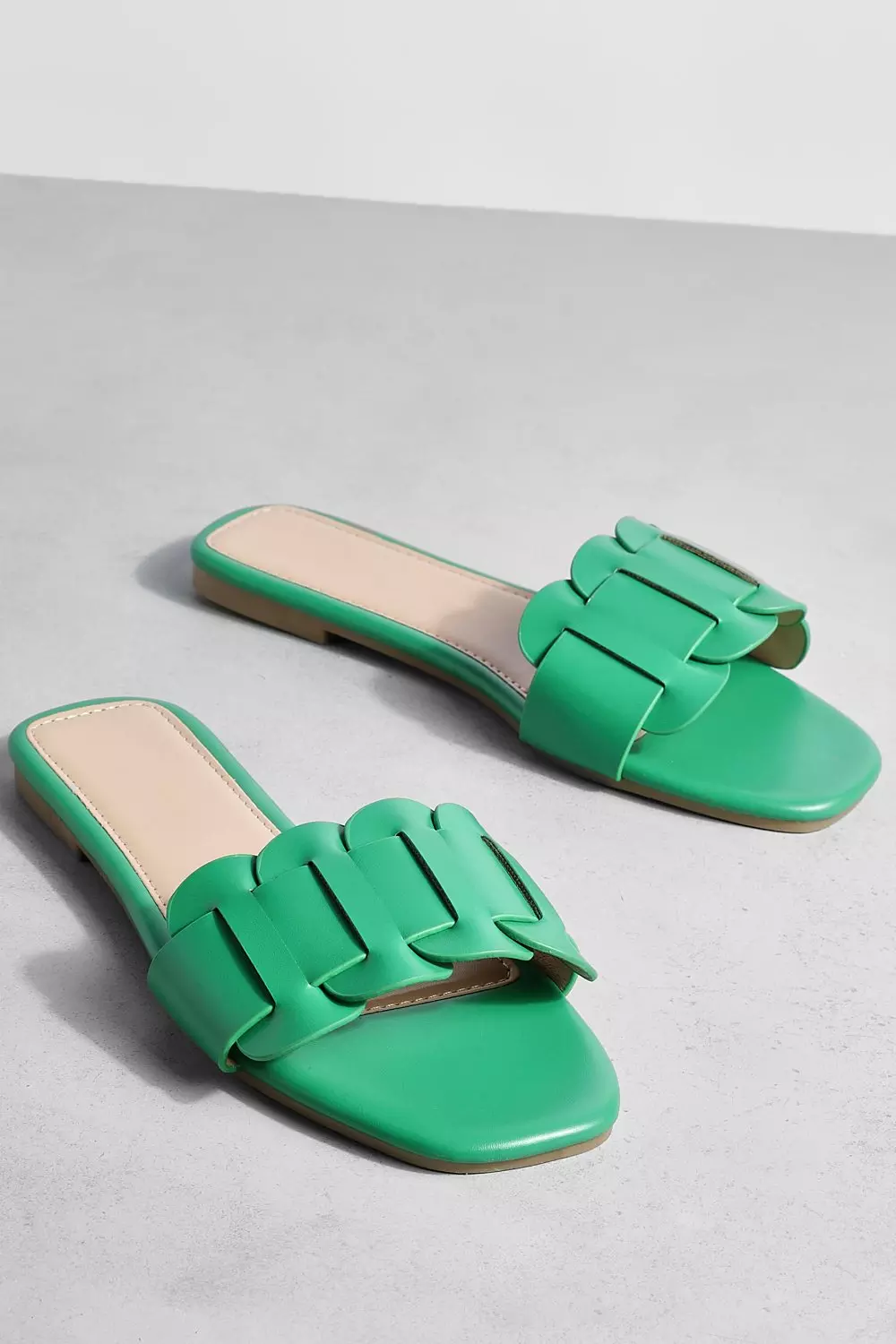 Green slip on sandals hot sale