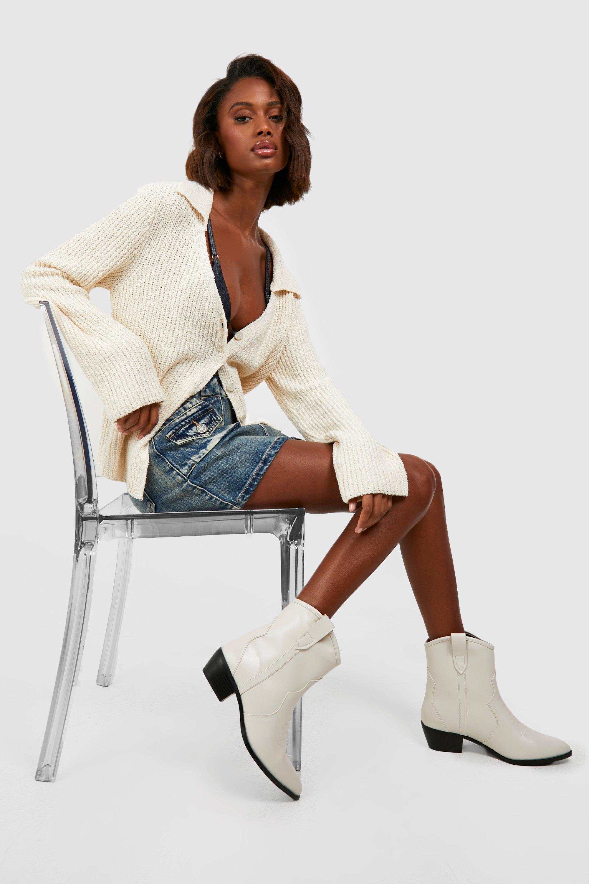 White ankle outlet boots boohoo