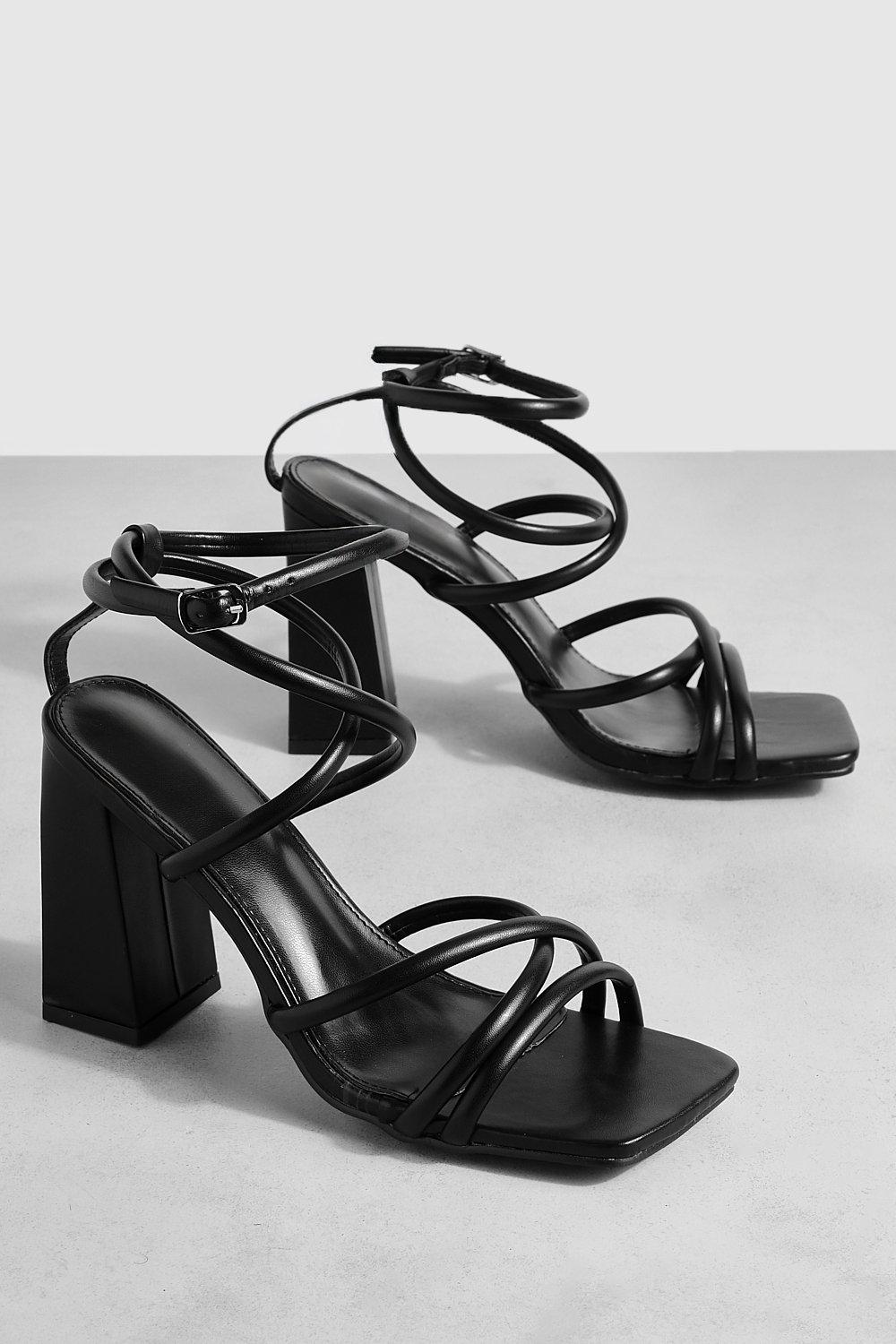 Boohoo black outlet strappy heels