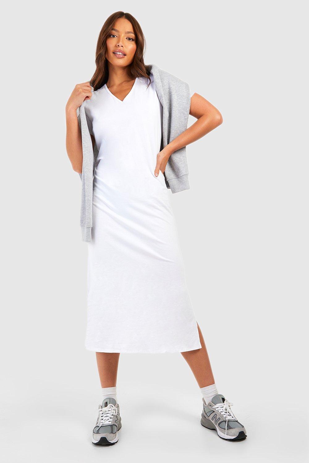 V neck t hot sale shirt midi dress