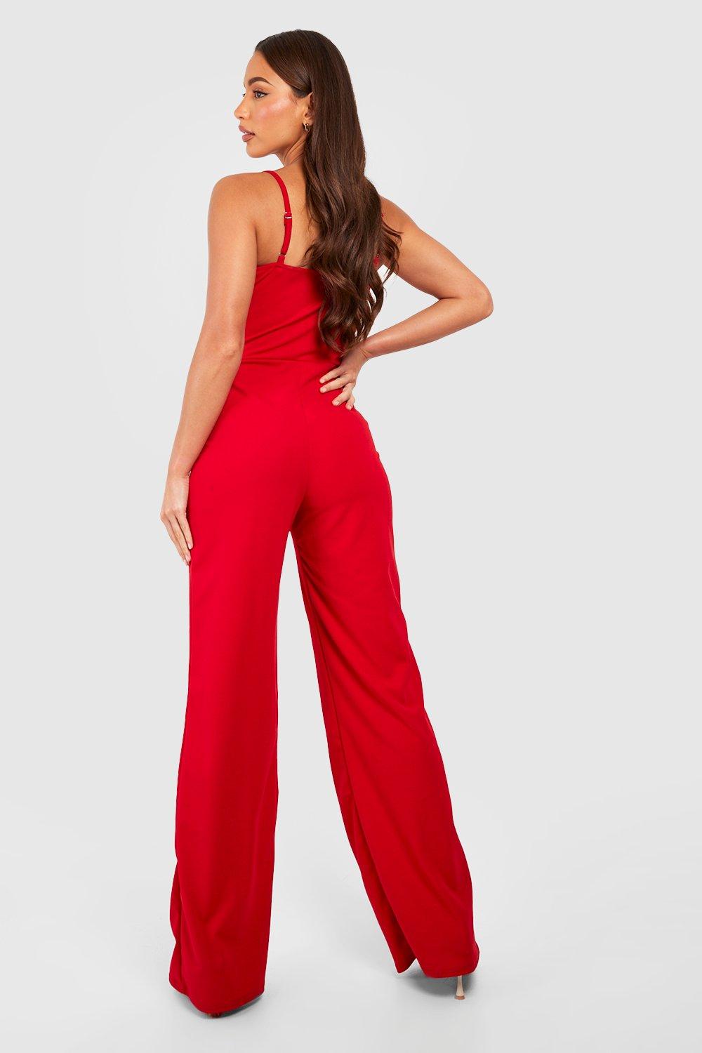 Red cheap strappy jumpsuit