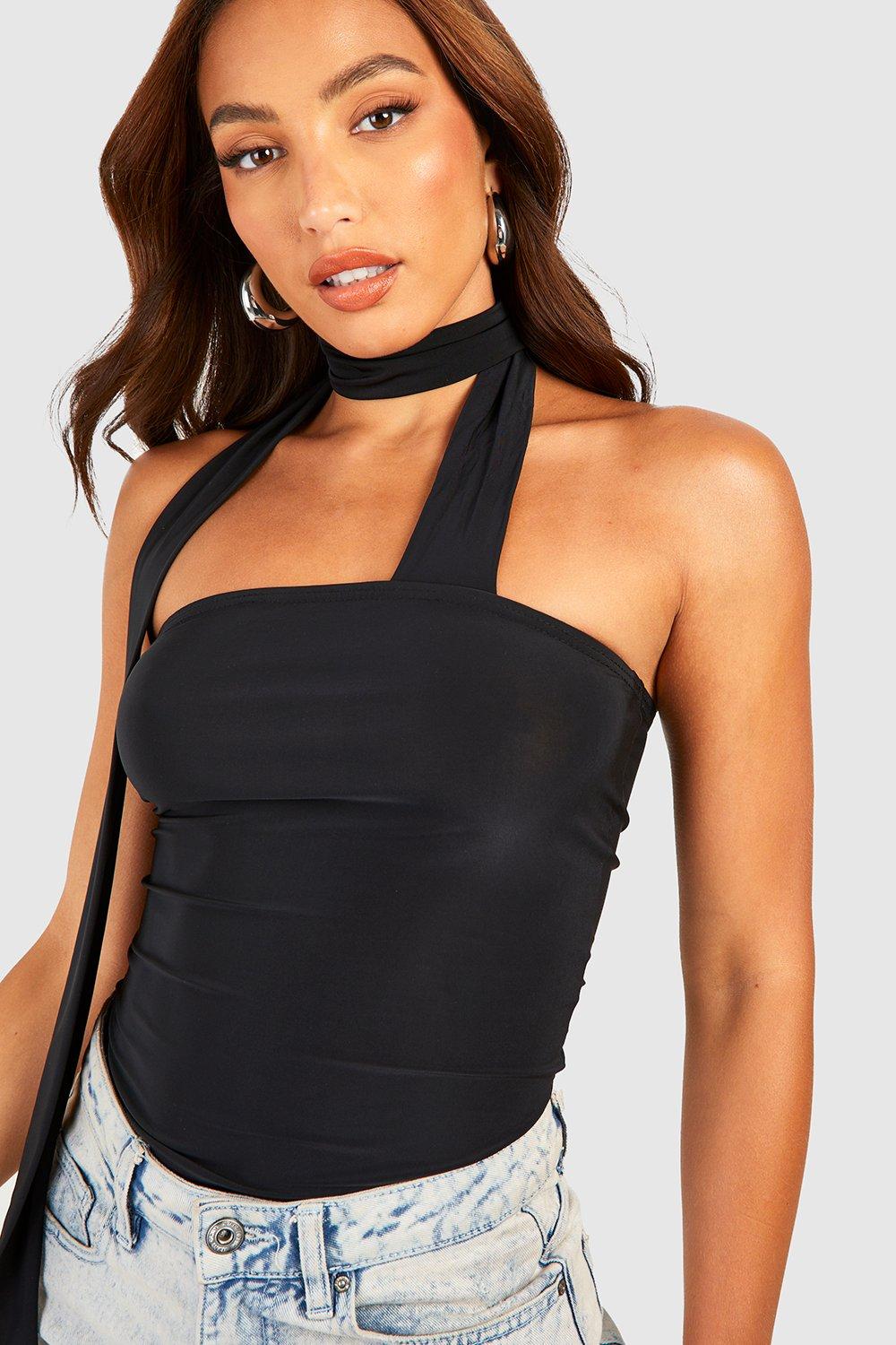 Black hot sale bandeau bodysuit