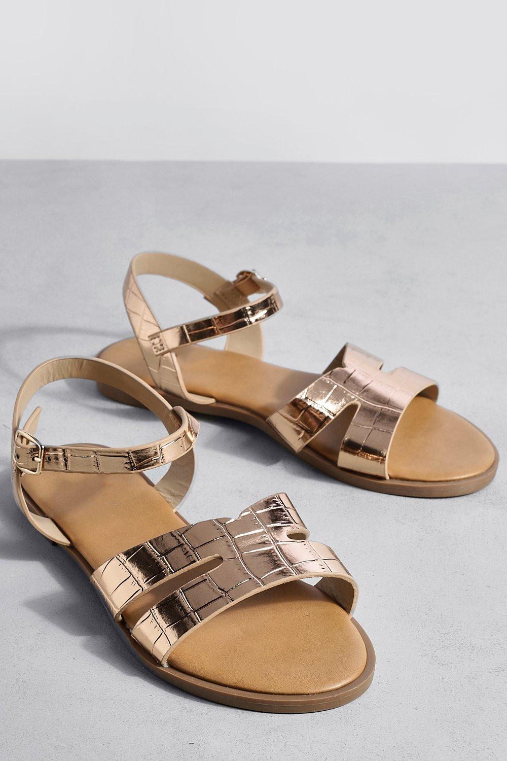 Rose gold sales sandals boohoo