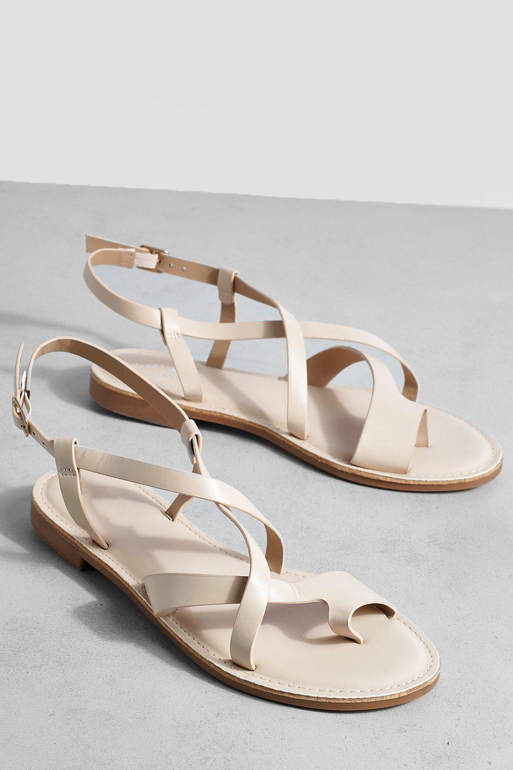 Toe Loop Detail Flat Sandals