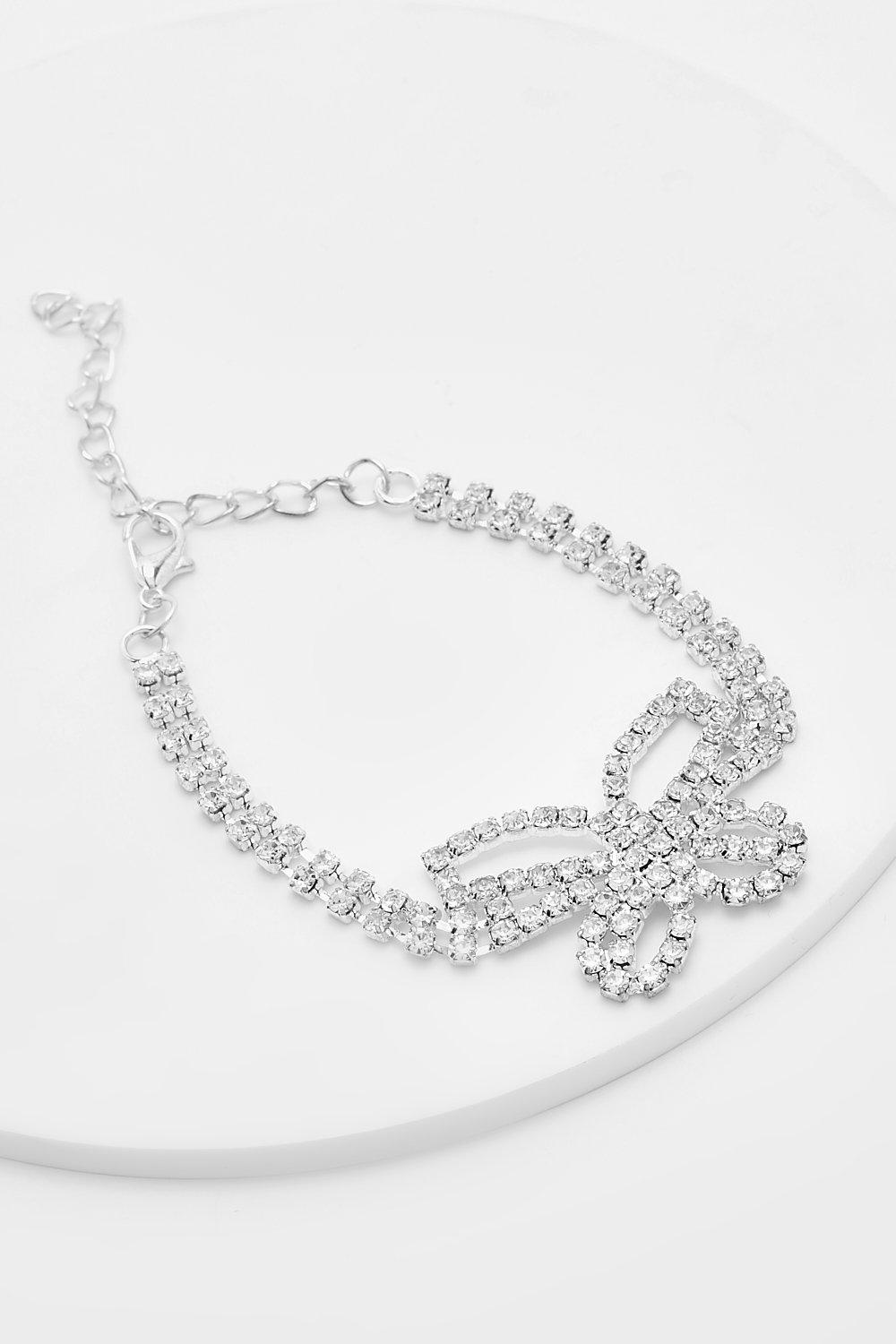 Silver on sale butterfly anklet