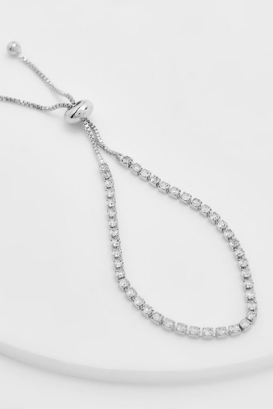 Silver Rhinestone Toggle Bracelet image number 1