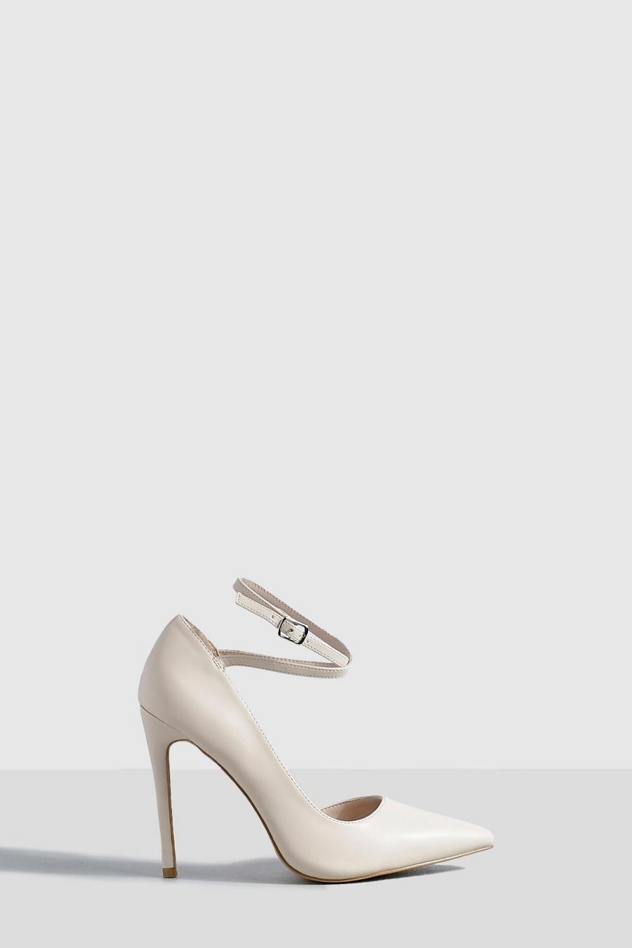 Nude Crossover Strap Stiletto Pumps image number 1