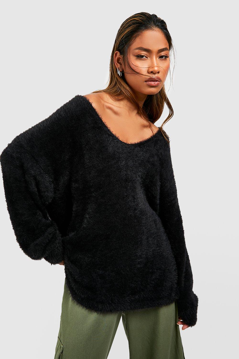 Slouchy Fluffy Knit Jumper boohoo UK