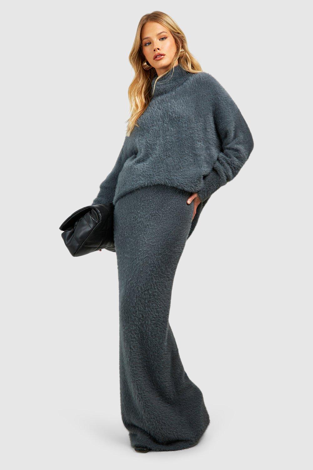 Longline Roll Neck Jumper, Charcoal