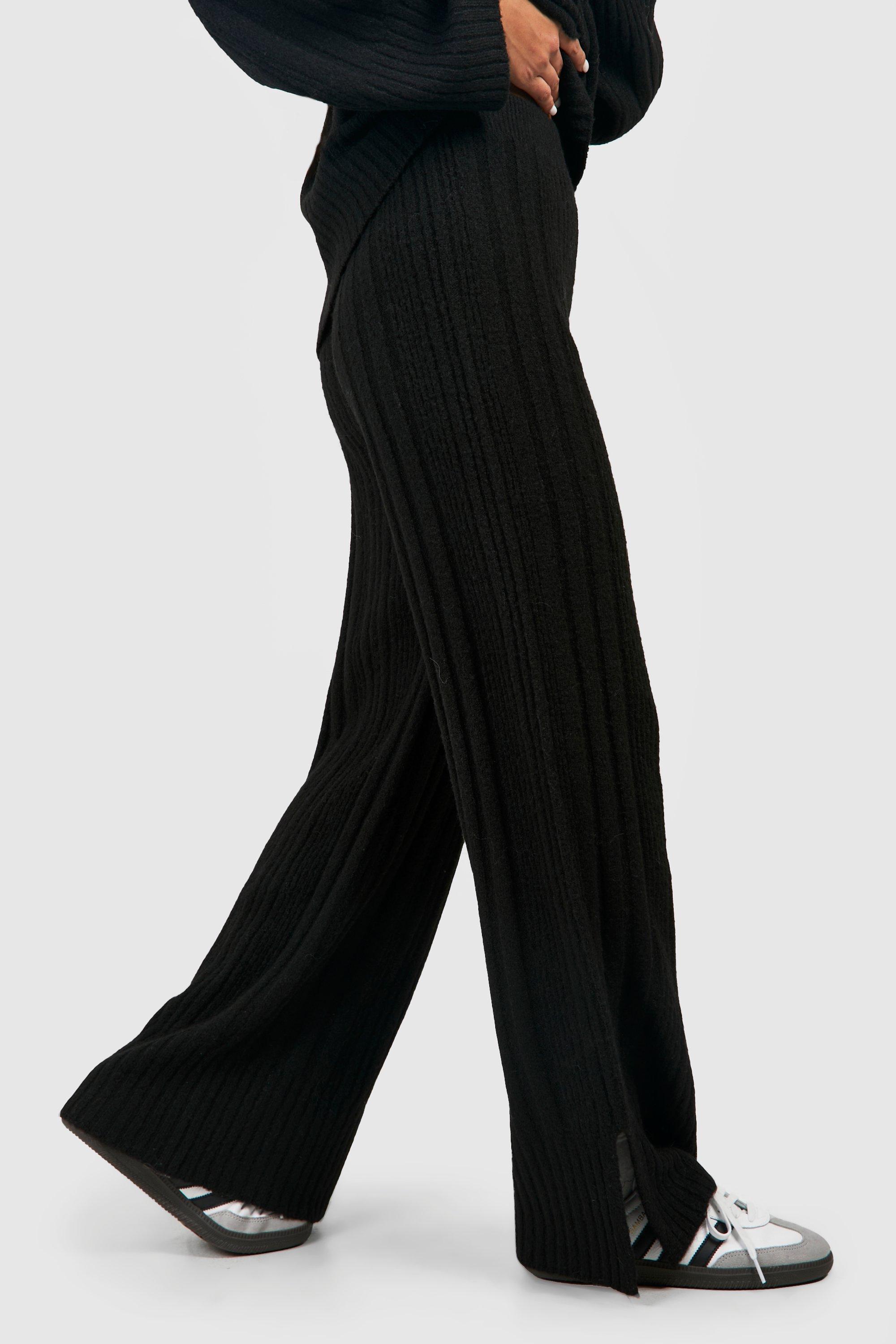 Boohoo black wide leg trousers best sale