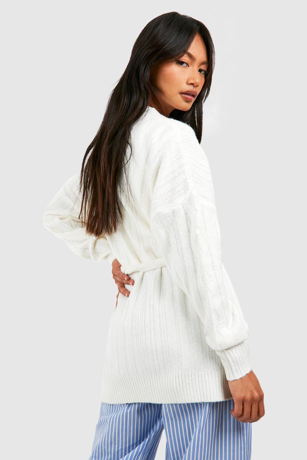 White 2024 belted cardigan