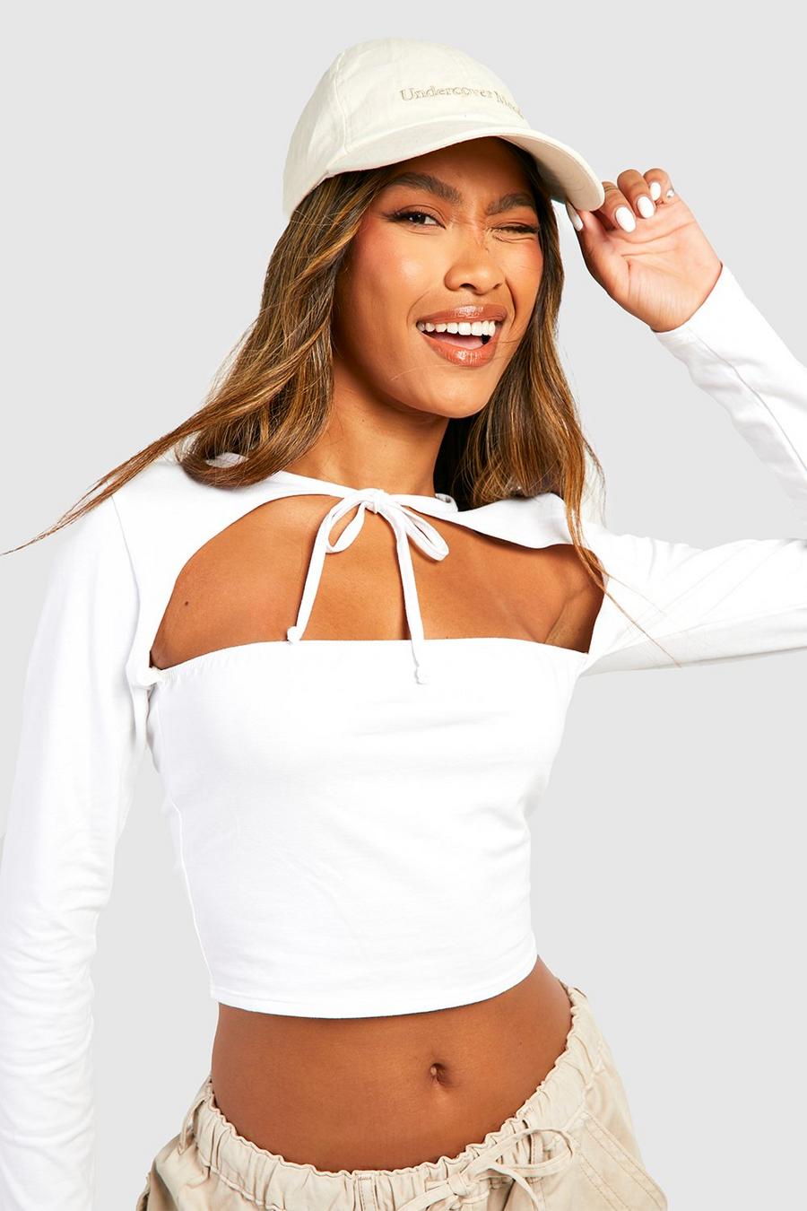 White vit Crop top med cut-outs