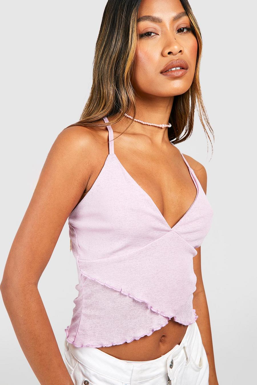 Lilac violet Onion Skin Wrap Front Top 